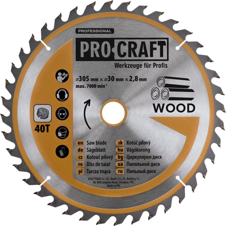 Produktbild Procraft PGS305 Kapp- und Gehrungssäge 2000 W + 305 mm Sägeblatt 40 Z & Staubfangbeutel