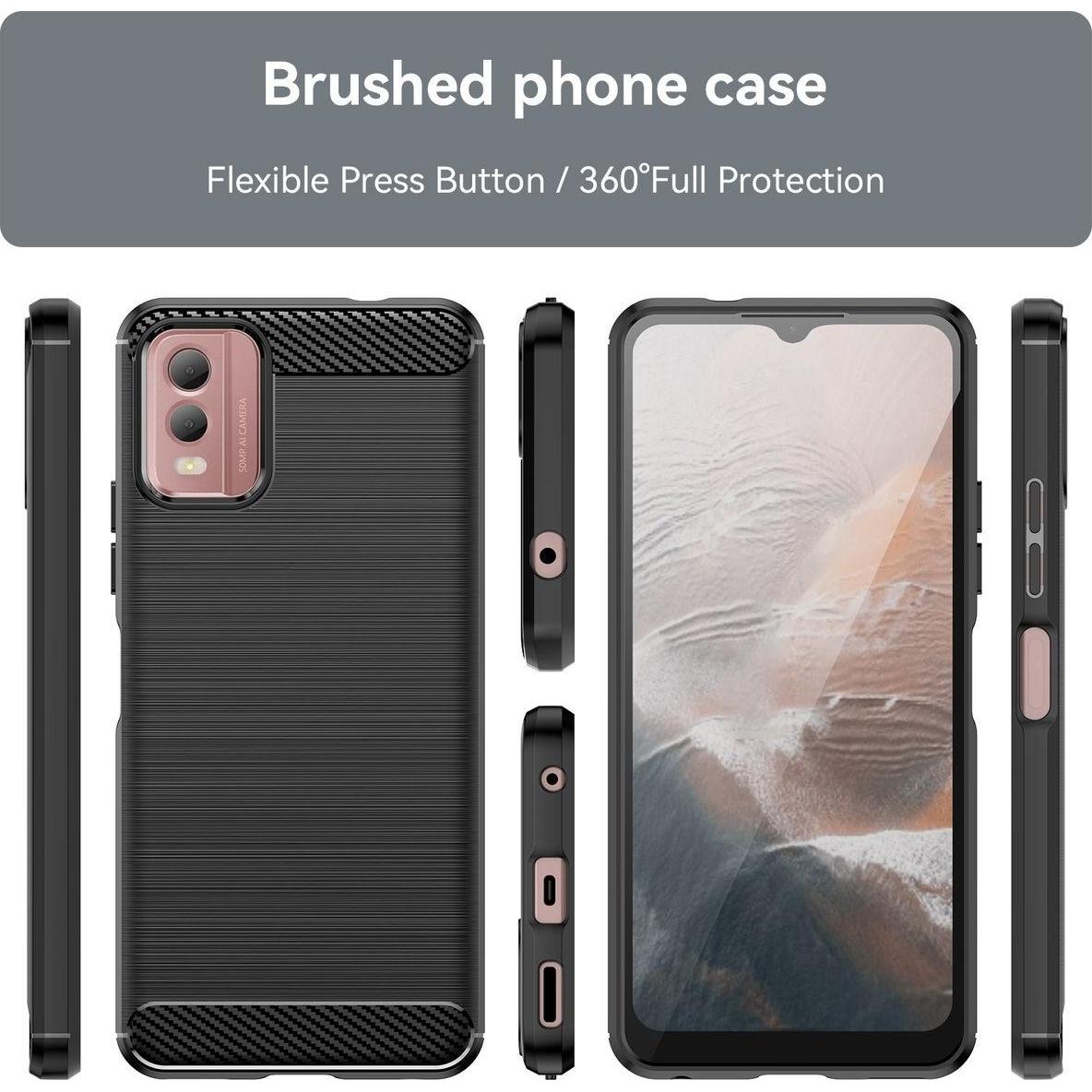 Thumbnail - König Design Hülle Handy Schutz für Nokia C32 Case Cover Tasche Bumper Etuis Carbon Optik Neu (Nokia C32), Smartphone Hü...