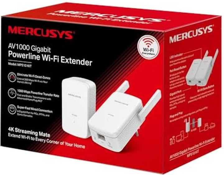 Produktbild Mercusys POWERLINE AV1000 WIFI N300 KIT 1P GIGABIT 2 ANTENNE ESTERNE 2UNIT (1000 Mbit/s)