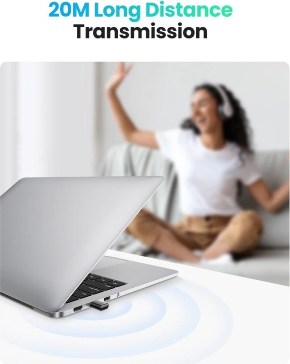Actual product image Ugreen Bluetooth 5.0 USB Adapter (Transmitter & Receiver)