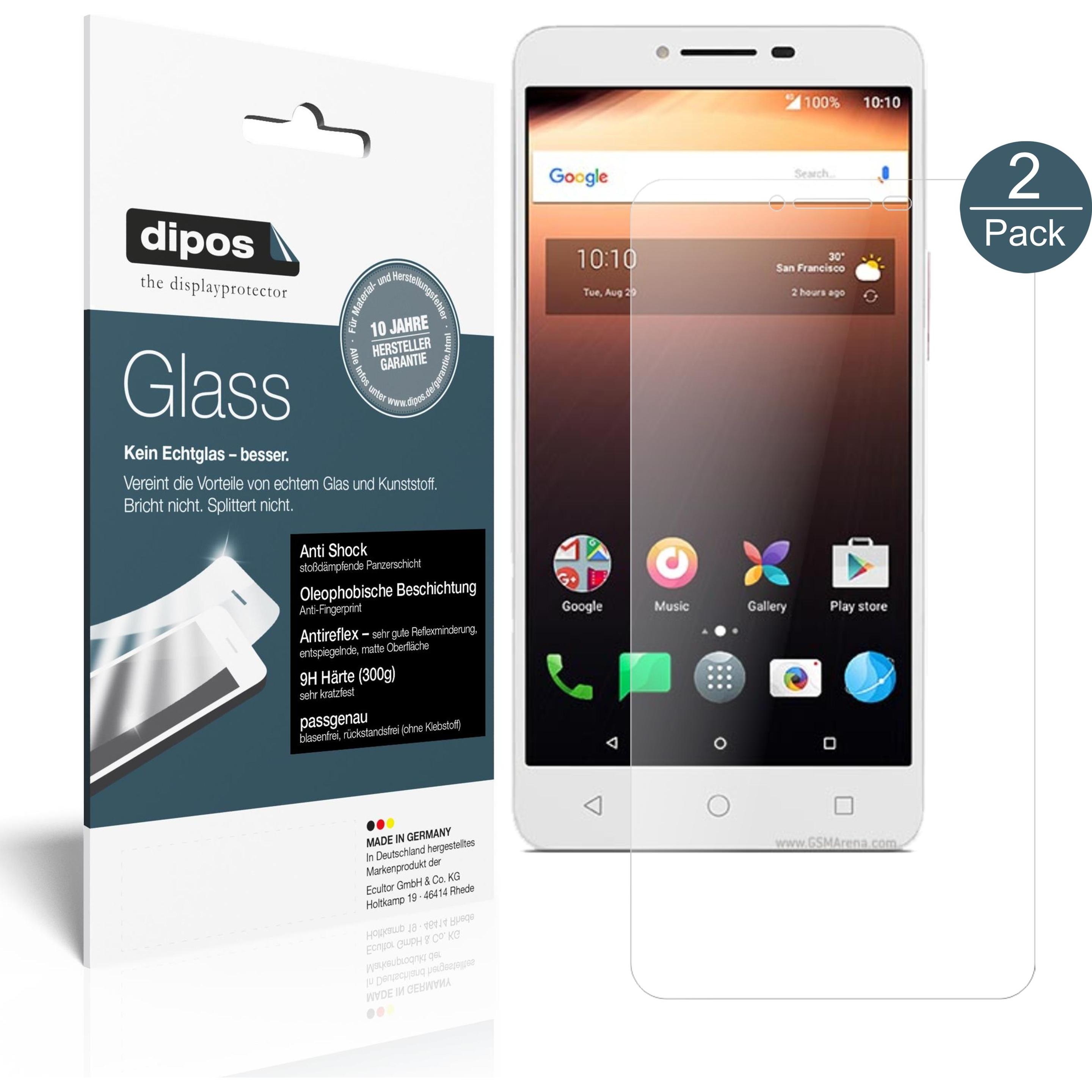 Dipos Displayschutz Anti-Shock (2 Stück, Alcatel A3 XL), Smartphone Schutzfolie, Transparent