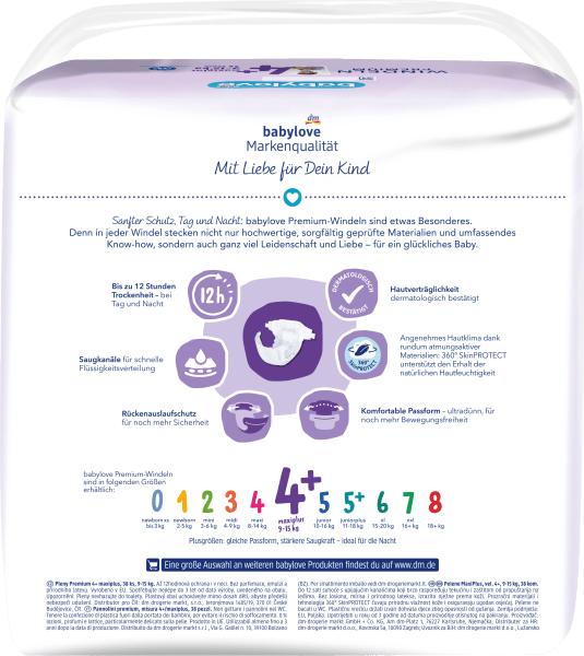 Actual product image dm babylove Premium-Windeln (Size 4+, Pack, 38 Piece)