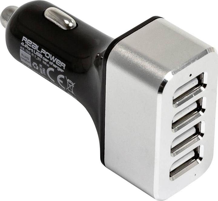 Actual product image RealPower 4-Port USB car charger