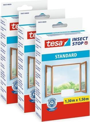 Actual product image tesa 3x STANDARD insect screen for windows, with Velcro tape, without drilling (130 x 150 cm)
