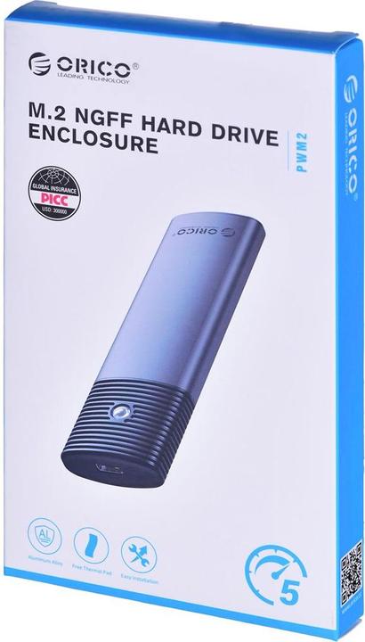 Image du produit Orico Boîtier externe M.2 NVMe, PWM2-G2-BK-EP, USB-C, 10Gbps (Noir) (M.2)