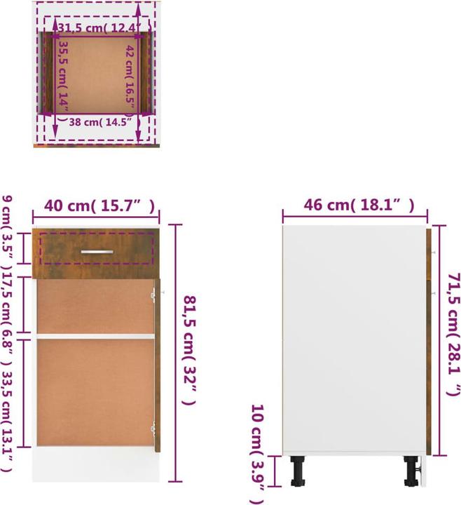 Produktbild vidaXL Küchenschrank (40 x 46 x 81.50 cm)