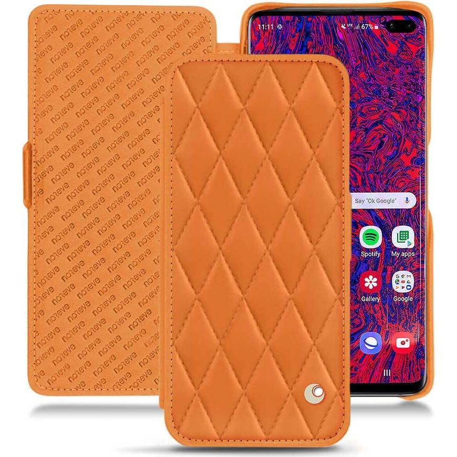 Noreve Lederschutzhülle horizontal (Samsung Galaxy S10+), Smartphone Hülle, Orange