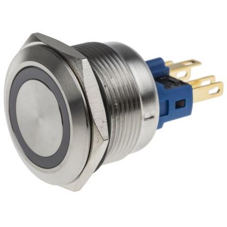 Rs Pro Switch Pushbutton Stainless Yellow ring, Taster + Schalter, Gelb