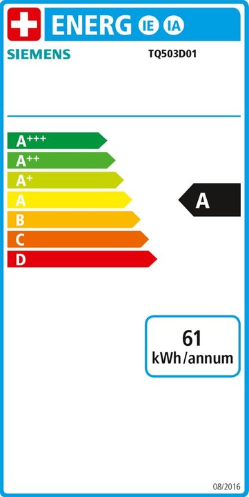 Label énergétique Siemens EQ.500 intégral TQ503D01