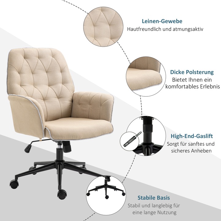Produktbild Homcom Bürostuhl mit Wippfunktion, aus Webstoff und Polyester, gemütlich