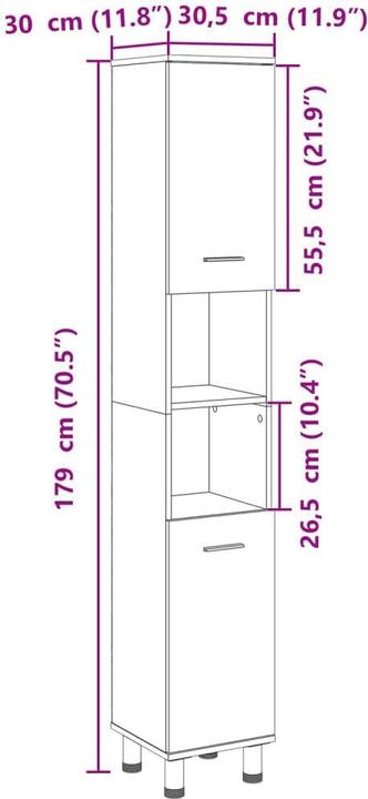 Actual product image VidaXL Badschrank (30 x 30 x 179 cm)