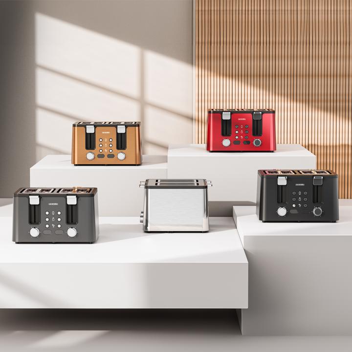 Produktbild Arendo Toaster 4 Scheiben Kurzschlitz, Wärmeisolierendes Doppelwandgehäuse, Edelstahl, Automatik, 1750 W