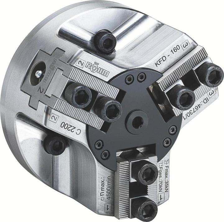 Produktbild Röhm Kraftspannfutter KFD 160, 3-Backen, gewichtserleichert, Zylindrische Zentrieraufnahme
