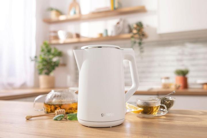 Produktbild Gorenje K15DWW Electric, 2200 W, 1.5 L, Plastic + metal, 360° rotational base, Baltas (1.50 l)