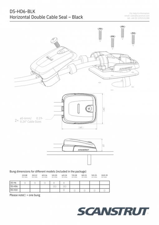 Immagine prodotto Scanstrut Guarnizione orizzontale a doppio cavo (Spina solare)
