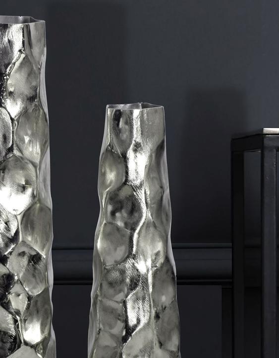 Produktbild FineBuy Vase 2er Set Blumenvase Aluminium Tischvase Hammerschlag Dekovase Modern (2x)