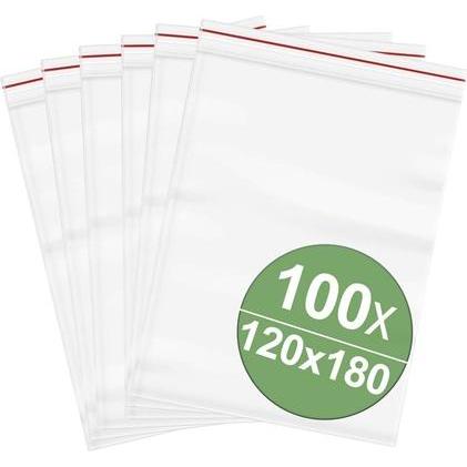 Quadrios, Verpackungsmaterial, Druckverschlussbeutel ohne Beschriftungsstreifen (B x H) 120 mm x 180 mm Transpa