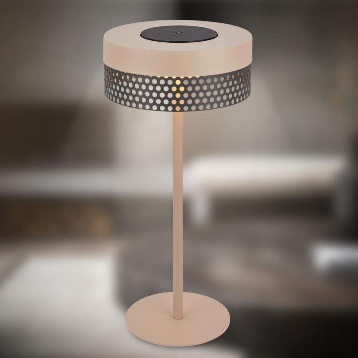 Image du produit Briloner Brilo unplugged BOOHA Akku Tischleuchte mit Lochblech - Beige, Anthrazit (300 lm)