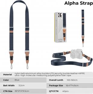 Immagine prodotto K&F Concept Larghezza 32 mmCinturino da collo Urban Wander 01 (blu) (Cintura collo)