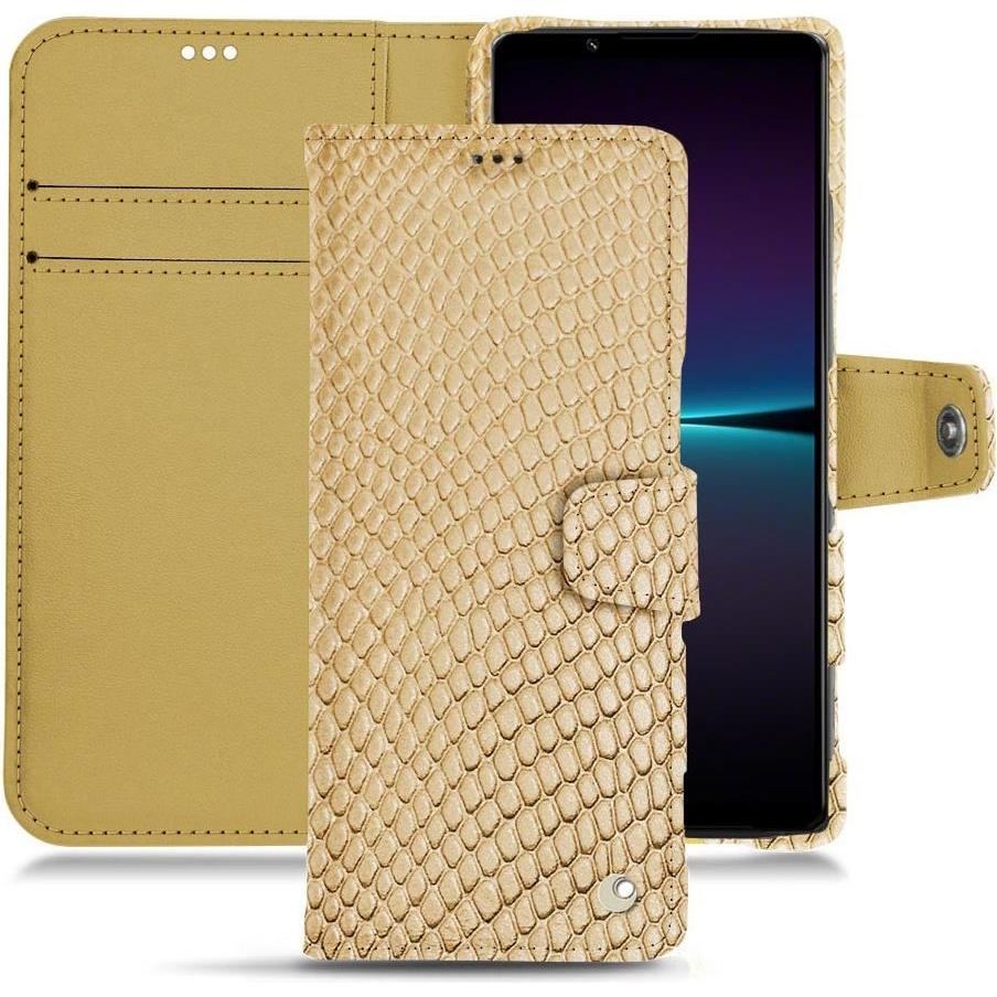Noreve Lederschutzhülle Wallet (Sony Xperia 1 IV), Smartphone Hülle, Beige