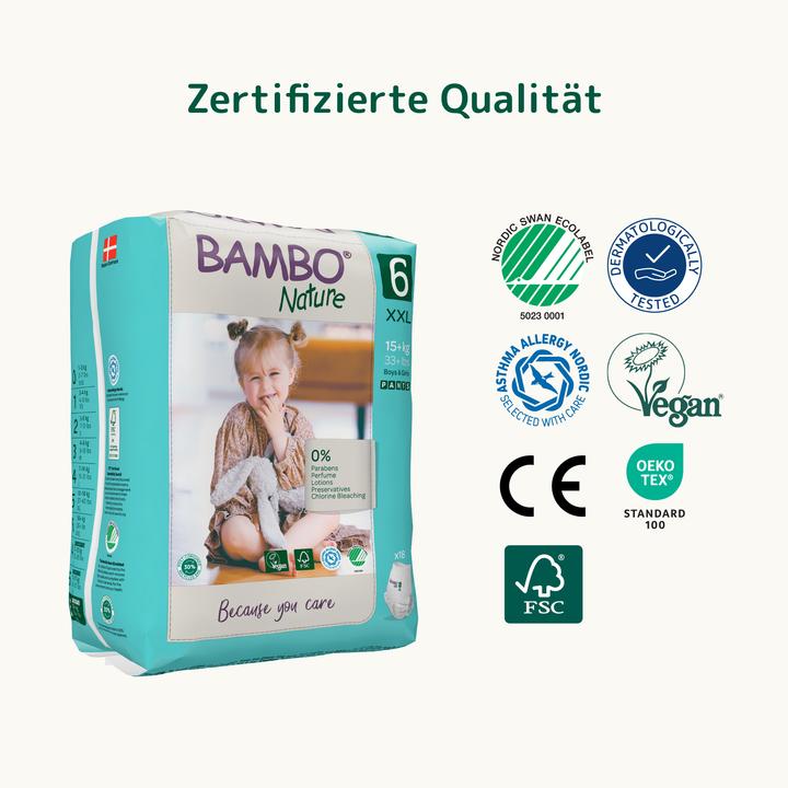 Actual product image Bambo Baby diapers, pants, eco-labeled, Nature Pants, 6, with print, 15+ kg (Size 6, Monthly box, 90 Piece)