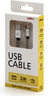 Produktbild Logo Kabel USB USB-A - microUSB 2 m Czarno-biały (2 m, USB 2.0)