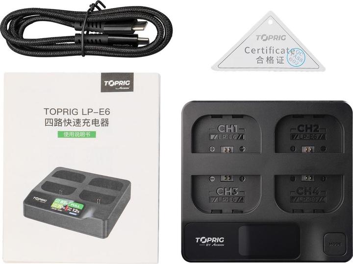 Immagine prodotto Accsoon Toprig 100W 4-Bay LP-E6 Fast Charger (BC03) (Caricabatterie per fotocamere)