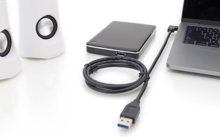 Actual product image Digitus USB Type-C™ connection cable, Gen2, Type-C™ 90° to A (1 m, USB 3.1)