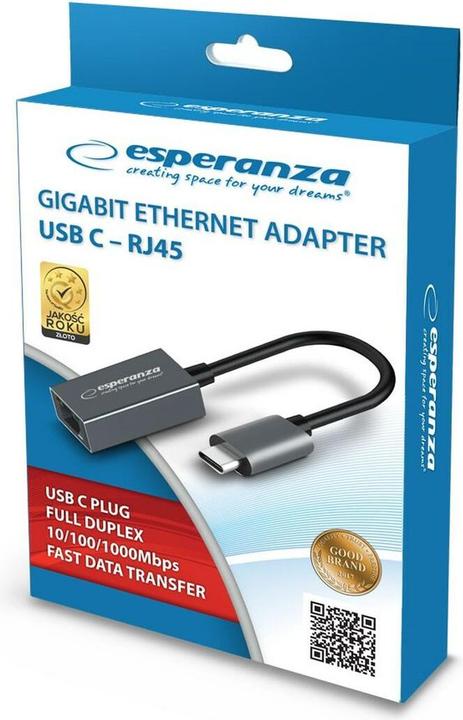 Actual product image Esperanza ENA102 Gigabit Ethernet 1000 Mbit (USB, RJ45 (1x))