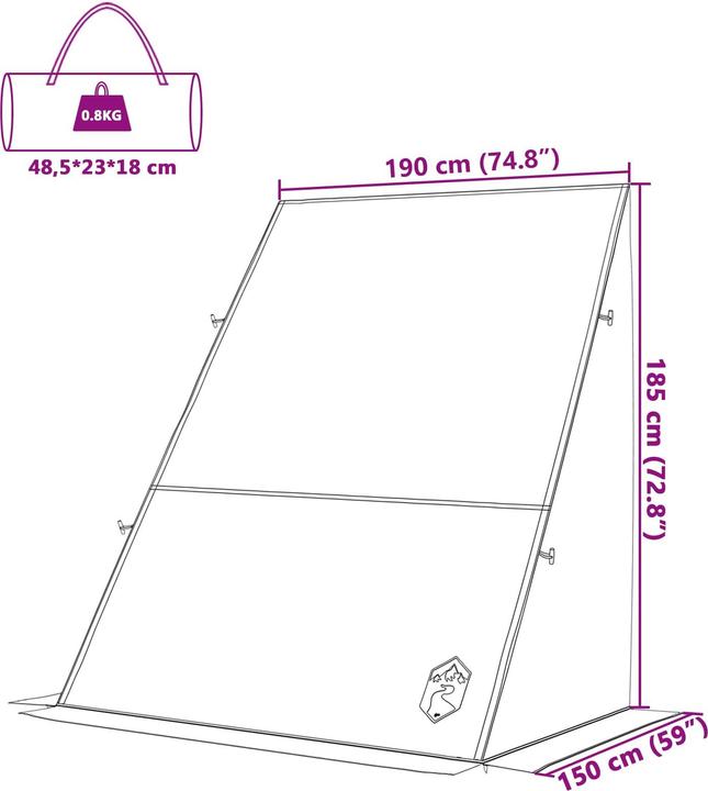 Produktbild vidaXL Heckklappenzelt (1.83 kg, 1 Person)