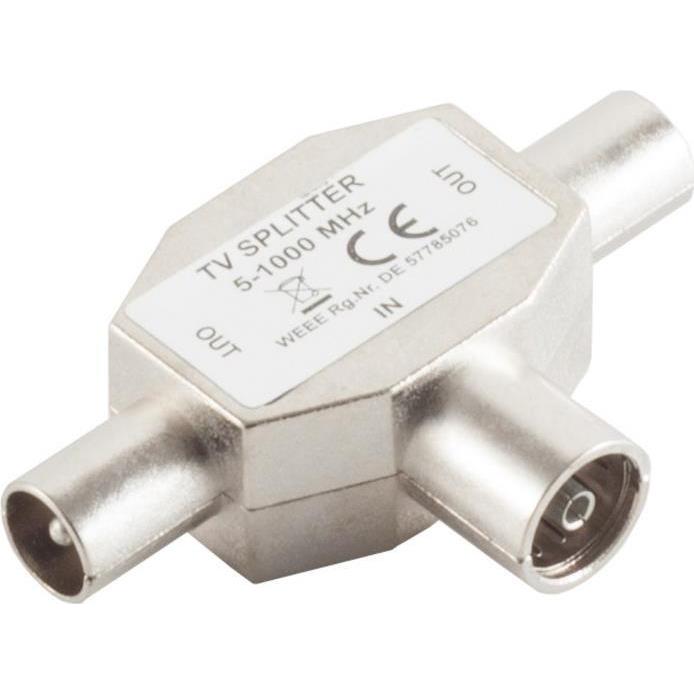 Shiverpeaks -BASIC-S--T-Verteiler, 2x Stecker und 1x Kupplung, Antennenkabel