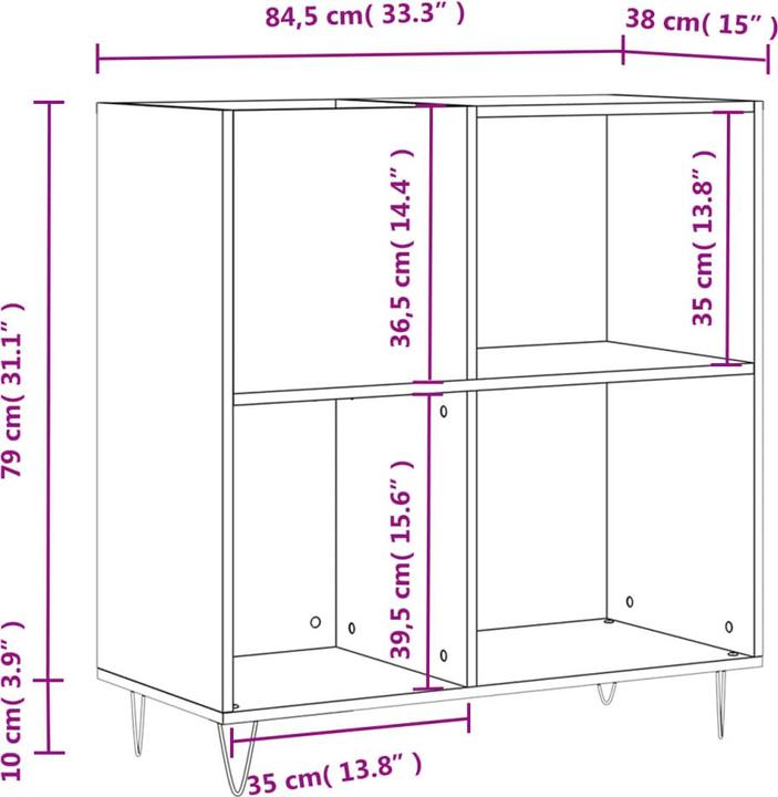 Immagine prodotto VidaXL Plattenschrank Braun Eichen-Optik 84,5x38x89 cm