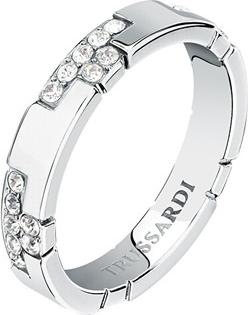 Actual product image Trussardi - Beautiful T-Logo Crystal Steel Ring TJAXC89 - Circuit: 54 mm