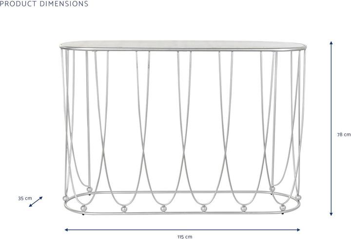 Actual product image DKD Home Decor Console Silver Metal White Marble 115 x 35 x 78 cm
