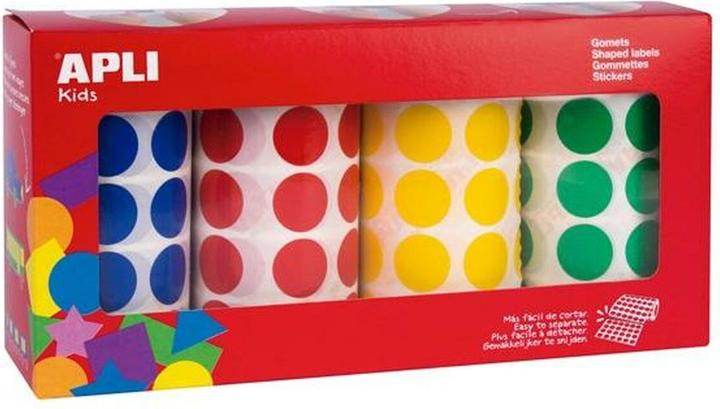 Apli Adesivi Gomets rotolo giallo blu rosso verde cerchi rotondi (4 pezzi)