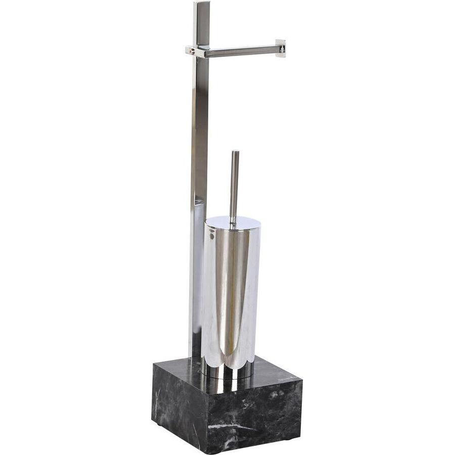 DKD Home Decor, Portarotoli, Toilet Paper Holder with Brush Stand MDF Steel (18 x 119 x 70 cm)