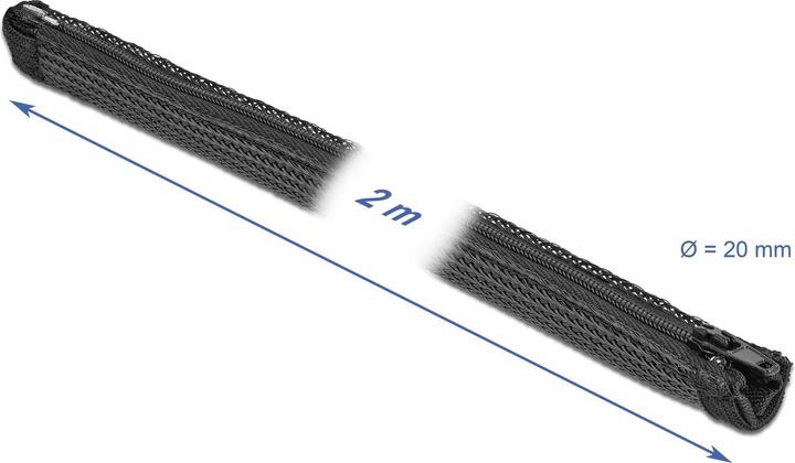 Produktbild Delock Kabelschlauch 2 m x 20 mm, mit Reissverschluss Schwarz (Kabelschlauch, 200 cm)