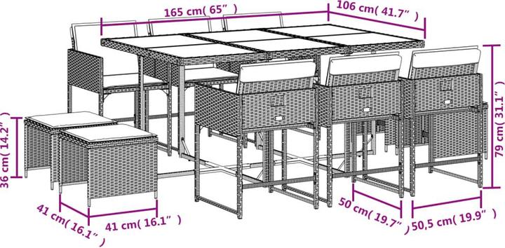 Produktbild vidaXL Garten Essgruppe (165 x 106 x 73 cm)