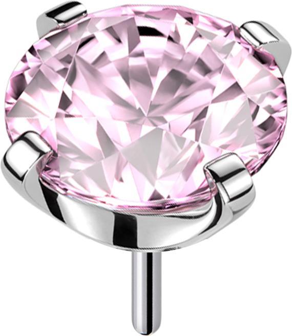 Actual product image Star Piercing Threadless silver with pink crystal setting (Titanium, without brass)