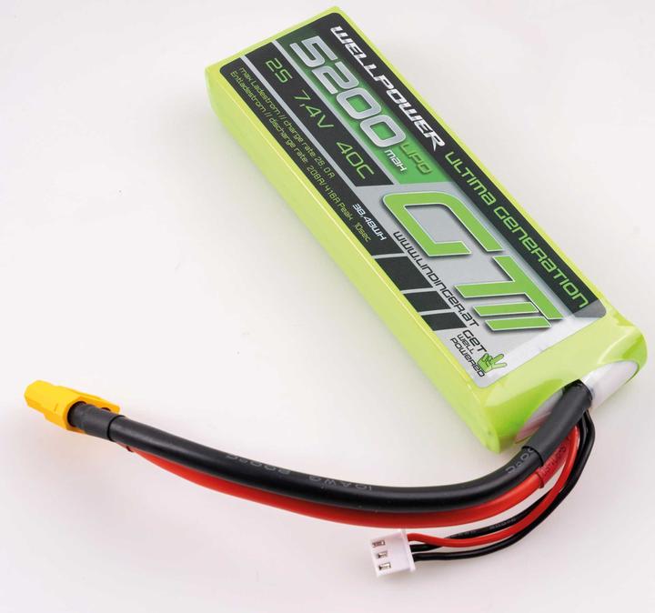 Actual product image Wellpower LIPO AKKU ULTIMA GT II 5200 mAh / 7,4 Volt 2S 40/80C CH5/8 XT-60 (7.40 V, 5200 mAh)