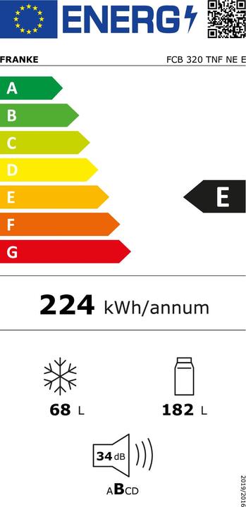 Energie-Label Franke Einbau-Kühl-Gefrierkombination No Frost (250 l)