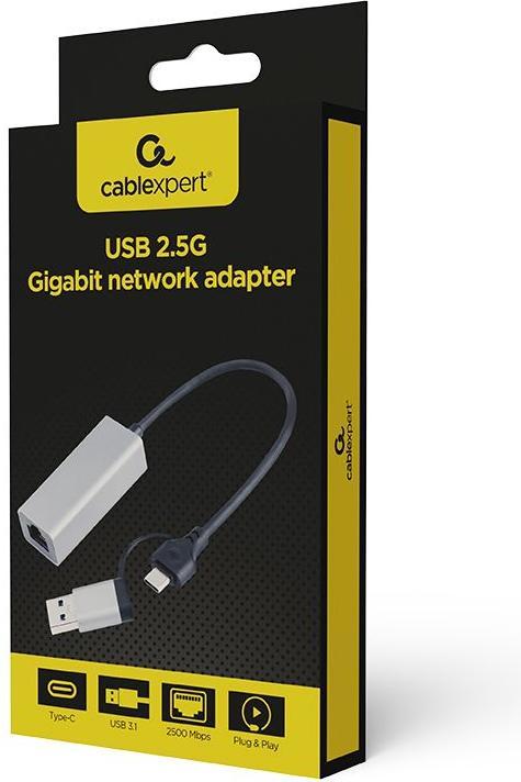 Immagine prodotto Gembird Scheda USB-A/C 3.0 versus RJ45 Gigabit (USB 3.1 Gen 1, USB-C, RJ45 Gigabit Ethernet (1x))