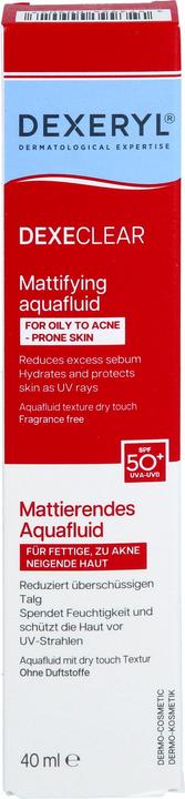 Actual product image Ducray Dexeryl Dexeclear Mattifying Aquafluid Spf50 40ml (Sun cream face, SPF 50+, 40 ml)