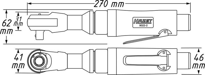 Actual product image HAZET Air ratchet 9022-2 ∙ Square, solid 12.5 mm (1/2 inch) (1/2")