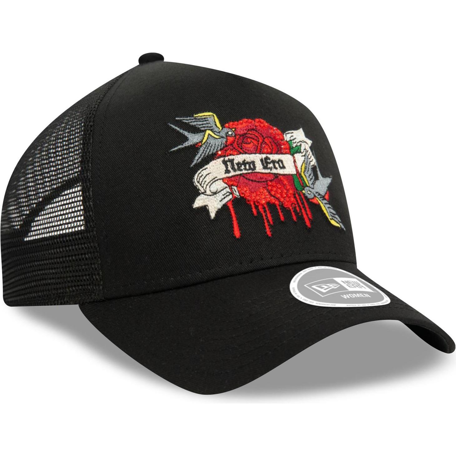 New Era, Damen, Cap, Damen A-Frame Trucker Cap - RHINESTONE schwarz, Schwarz