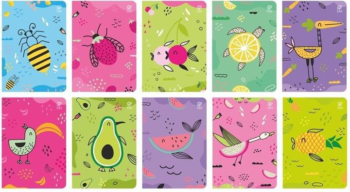 Elanders Notizbuch A5/32K 3-zeilig Farbe Fruits (10 Stück) (A5)