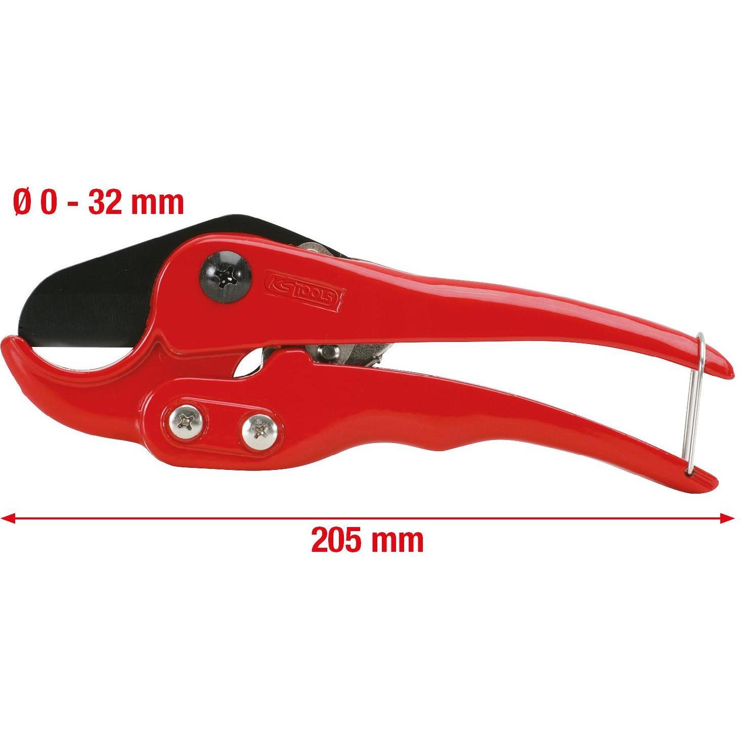 KS Tools, Bolzenschneider + Seitenschneider, Kunststoff-Rohrschere Ø 0-32mm, 205mm (205 mm)