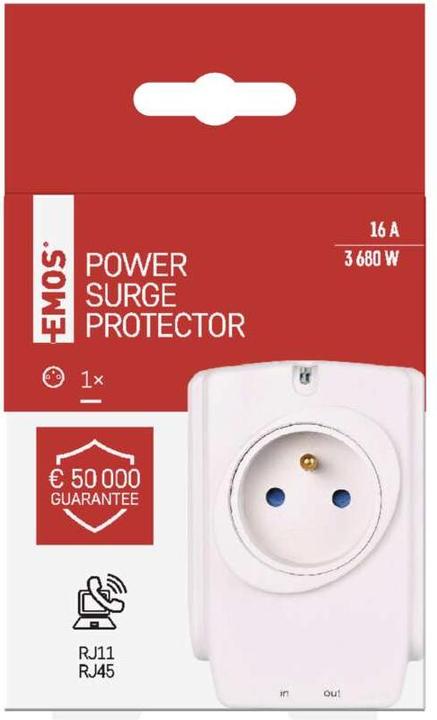 Image du produit Emos P53893 surge protector White 1 AC outlet(s) (1 x, PECO 7/5)