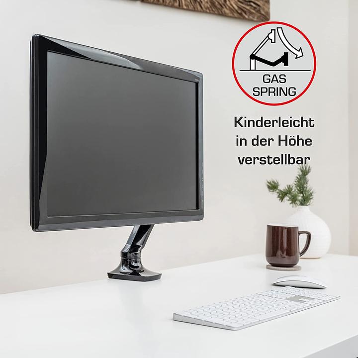 Produktbild Vantage Monitorarm single Gas 75x100 -9kg 27" schwarz (Tisch, 27", 9 kg)