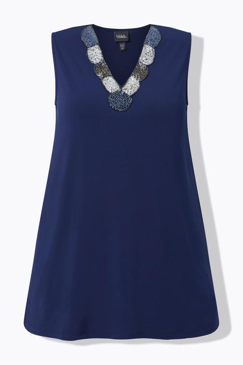 Actual product image Ulla Popken Beaded Neck Tank (46, 48)